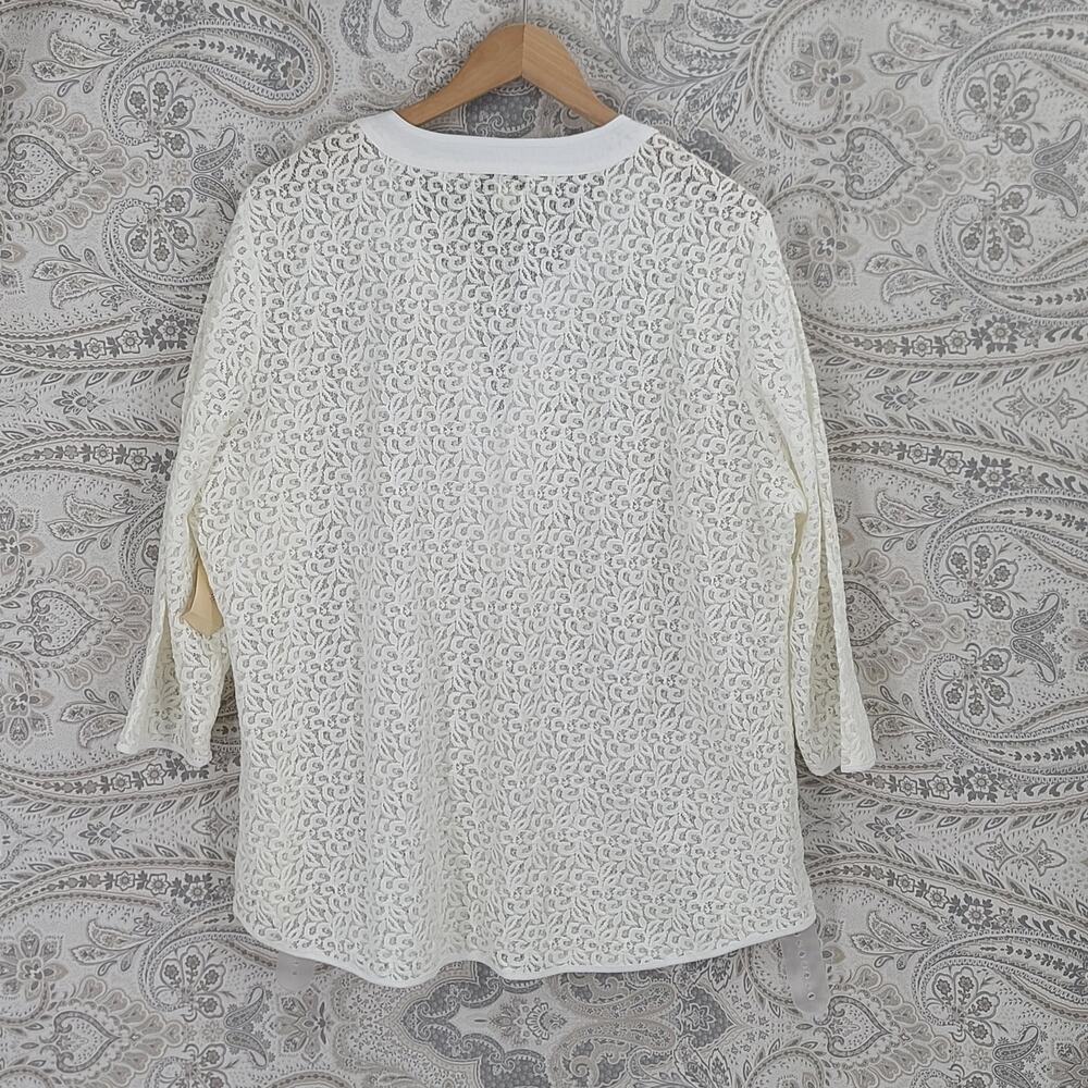 Coldwater Creek sheer summer lace tunic Ivory Size 2X Euro summer Coastal vibes - Picture 5 of 9
